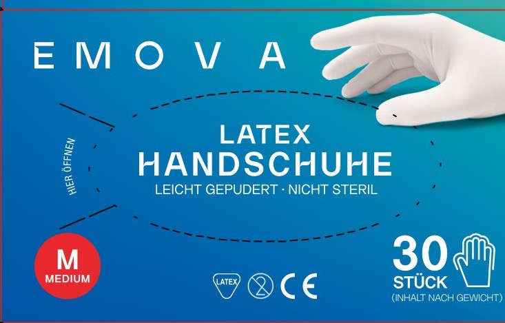 Latexhandschuhe 30 Handschuhe/Karton